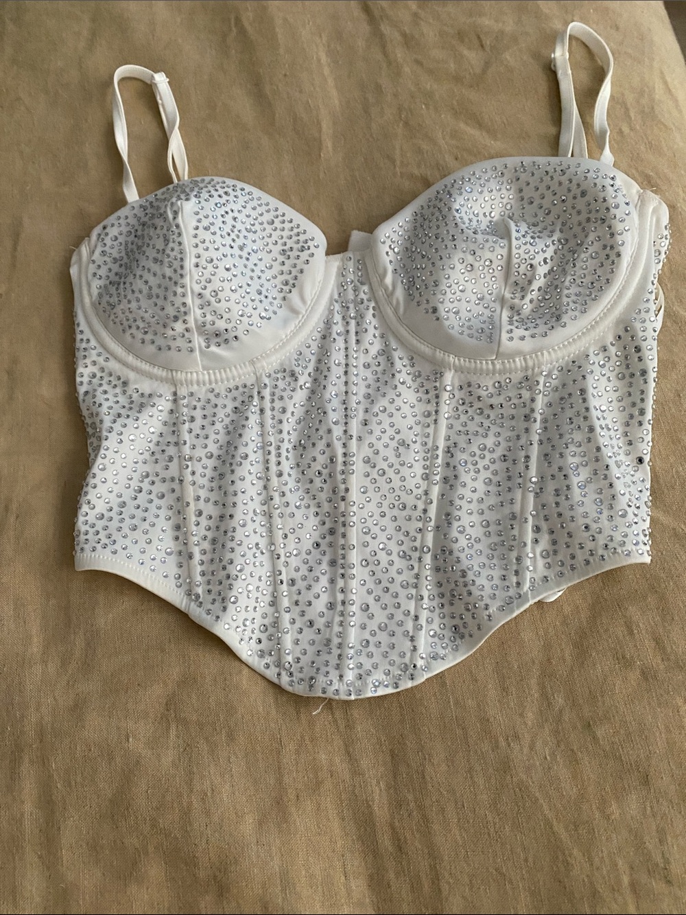 Windsor White Rhinestone Embellished Bustier Corset